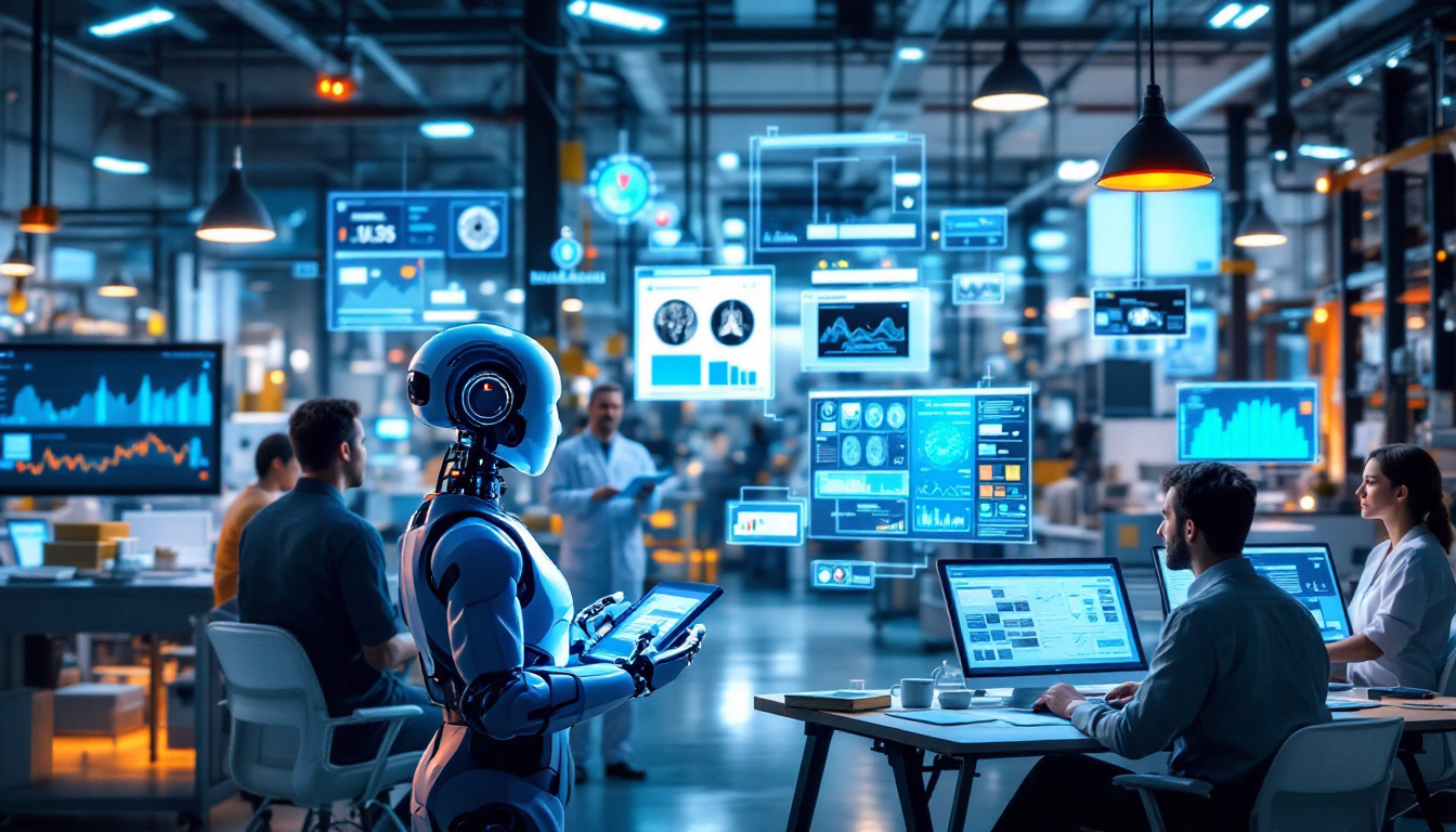 금융, 제조, 헬스케어, 교육, 마케팅 등 여러 업종별 AI 에이전트 적용 사례를 시각화한 다중 이미지