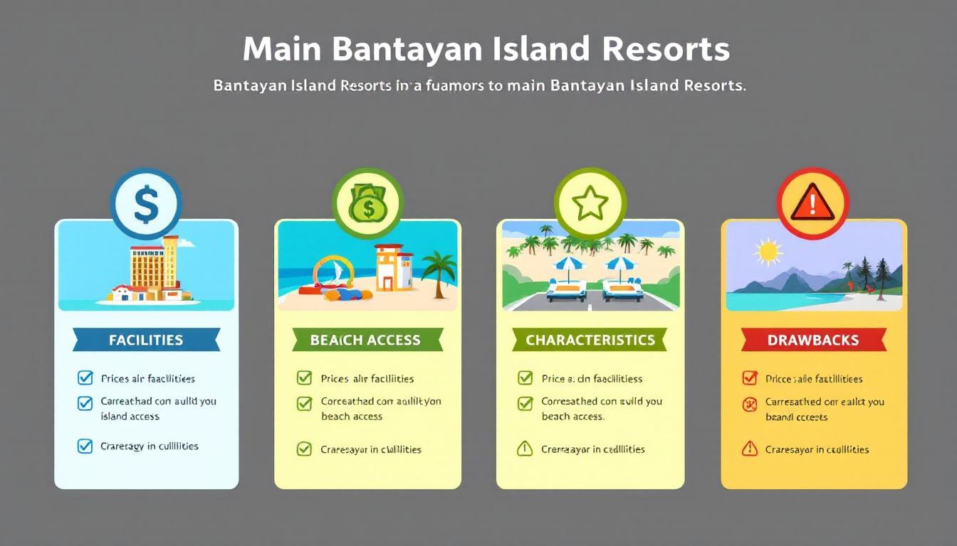 Bantayan Island 주요 4개 리조트 비교 분석 인포그래픽