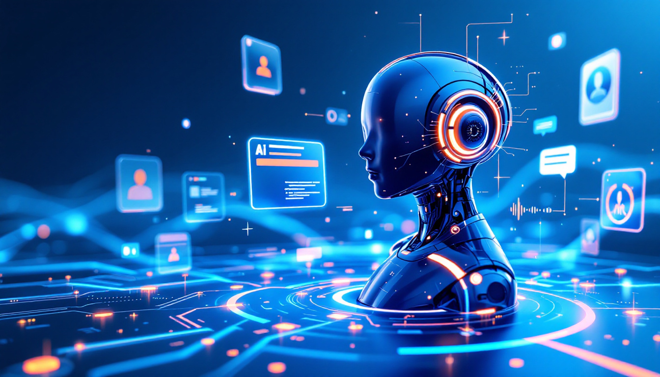 자율성, 상황 인식, 목표 지향 행동, 지속 학습 기능을 갖춘 AI 에이전트의 개념을 시각적으로 표현한 이미지