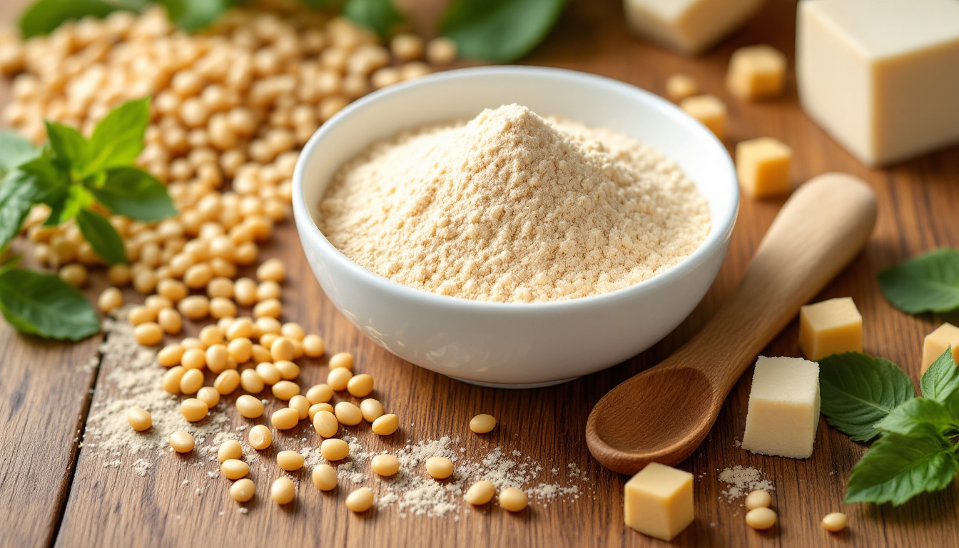 청국장 가루와 자연 재료가 함께 있는 모습