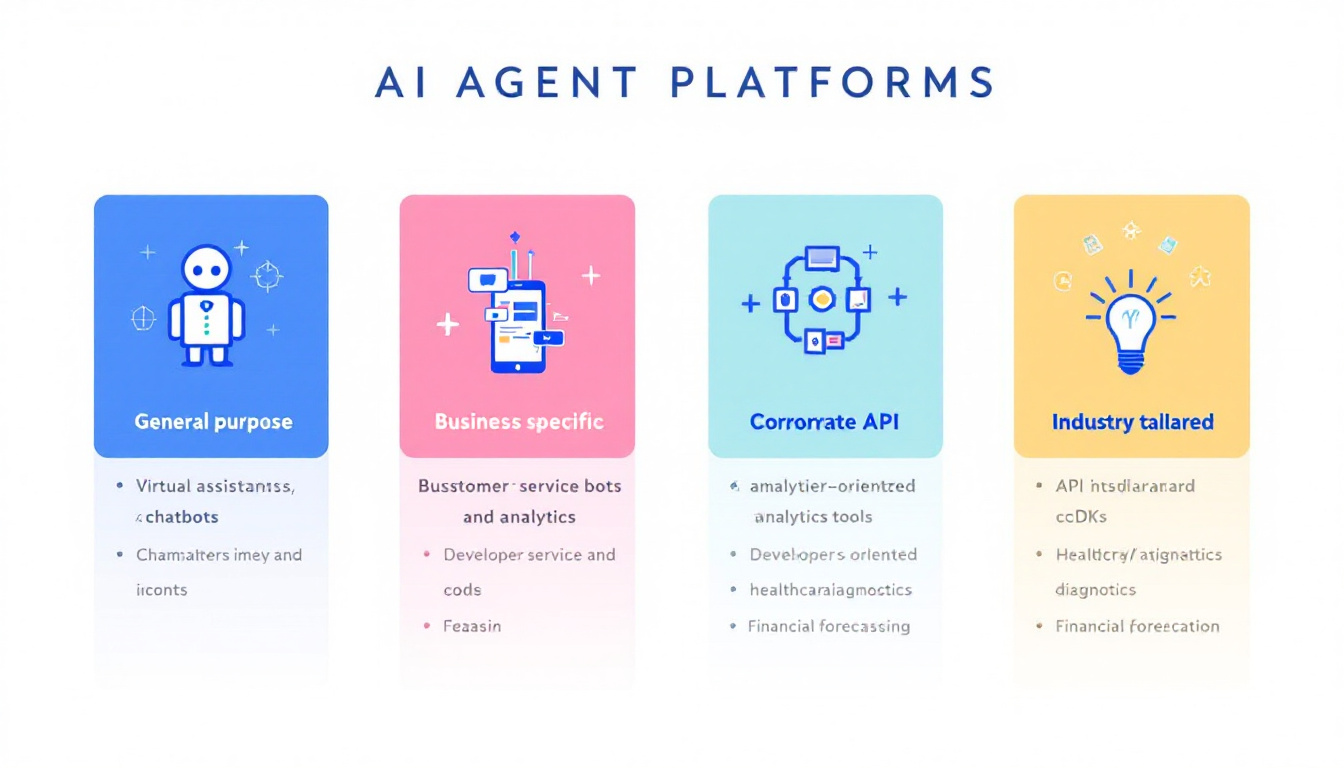 AI Agent 플랫폼 유형 4가지를 보여주는 인포그래픽 이미지